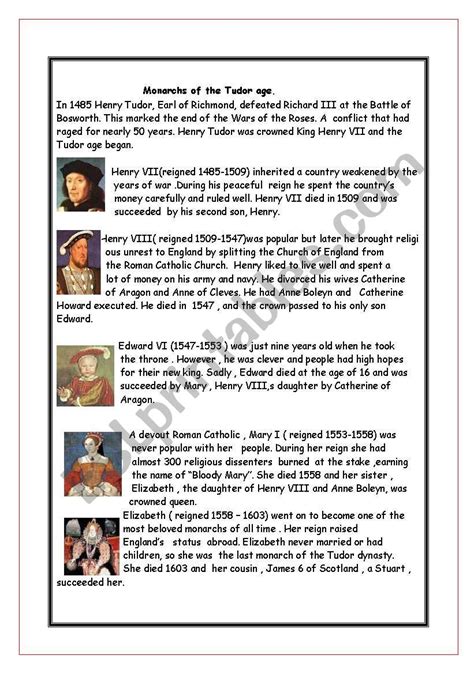 tudor monarchs worksheets pdf